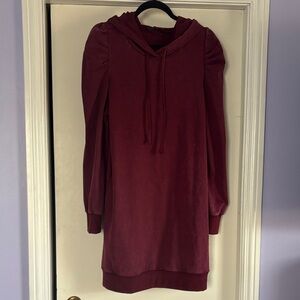 Doe & Rae Burgundy Long Sleeve Hoodie/Dress